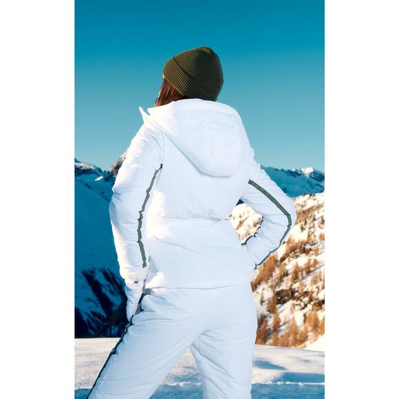 $165 4 S PRETTYLITTLETHING SKI White Contrast Fringed Detail Belted Puffer Coat - Picture 5 of 6